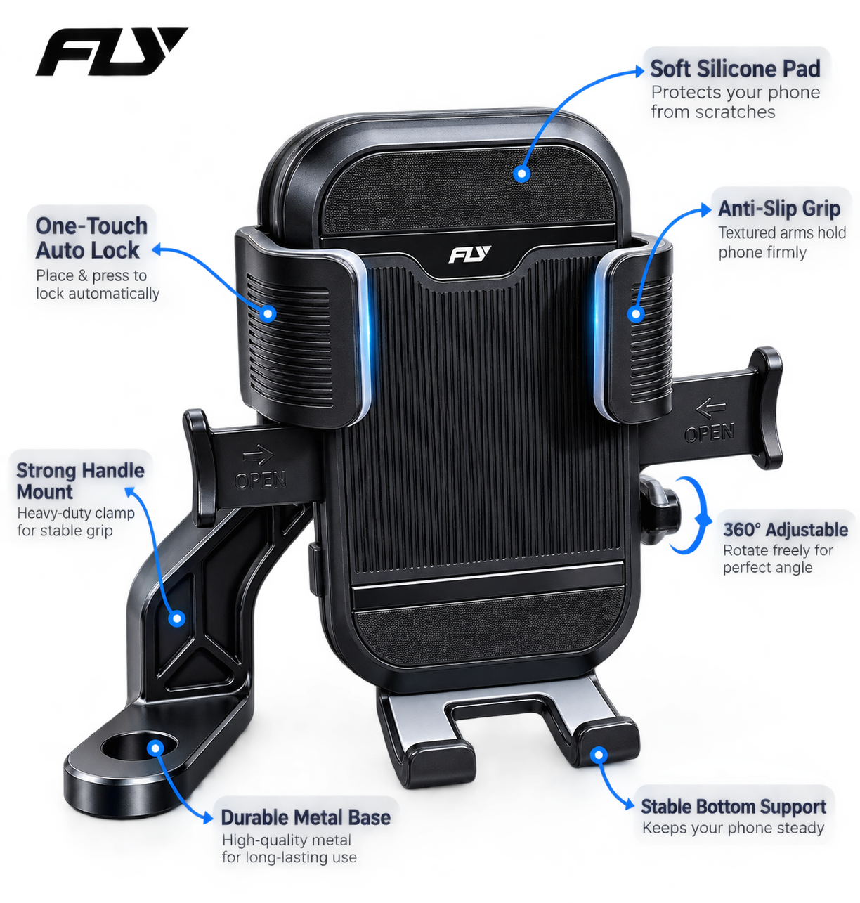 FLY Grip Pro X1 Bike Mobile Holder (Black)