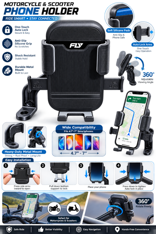FLY Grip Pro X1 Bike Mobile Holder (Black)
