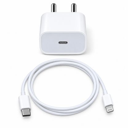 20W Fast Charging USB-C to -Lightning Cable with Adapter – White