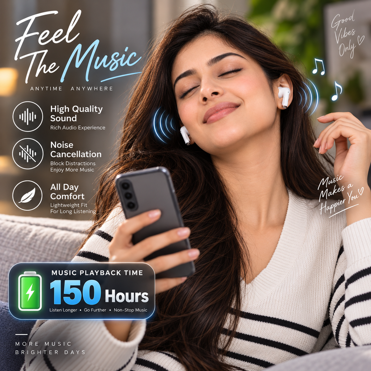 Tango  Airdopes DS-128, 150H Battery,Fast Charge,Bluetooth Headset (White, True Wireless)