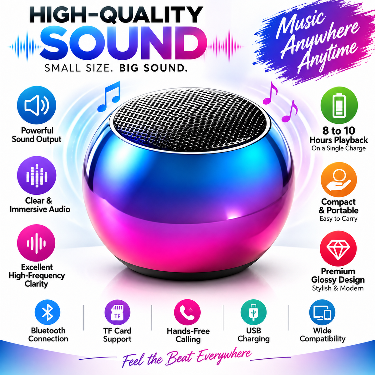 MINI-MULTI-SPEAKER-KV-99-BLUETOOTH-METAL-BODY 10 W Bluetooth Laptop/Desktop Speaker (Multicolor, 2.0 Channel)