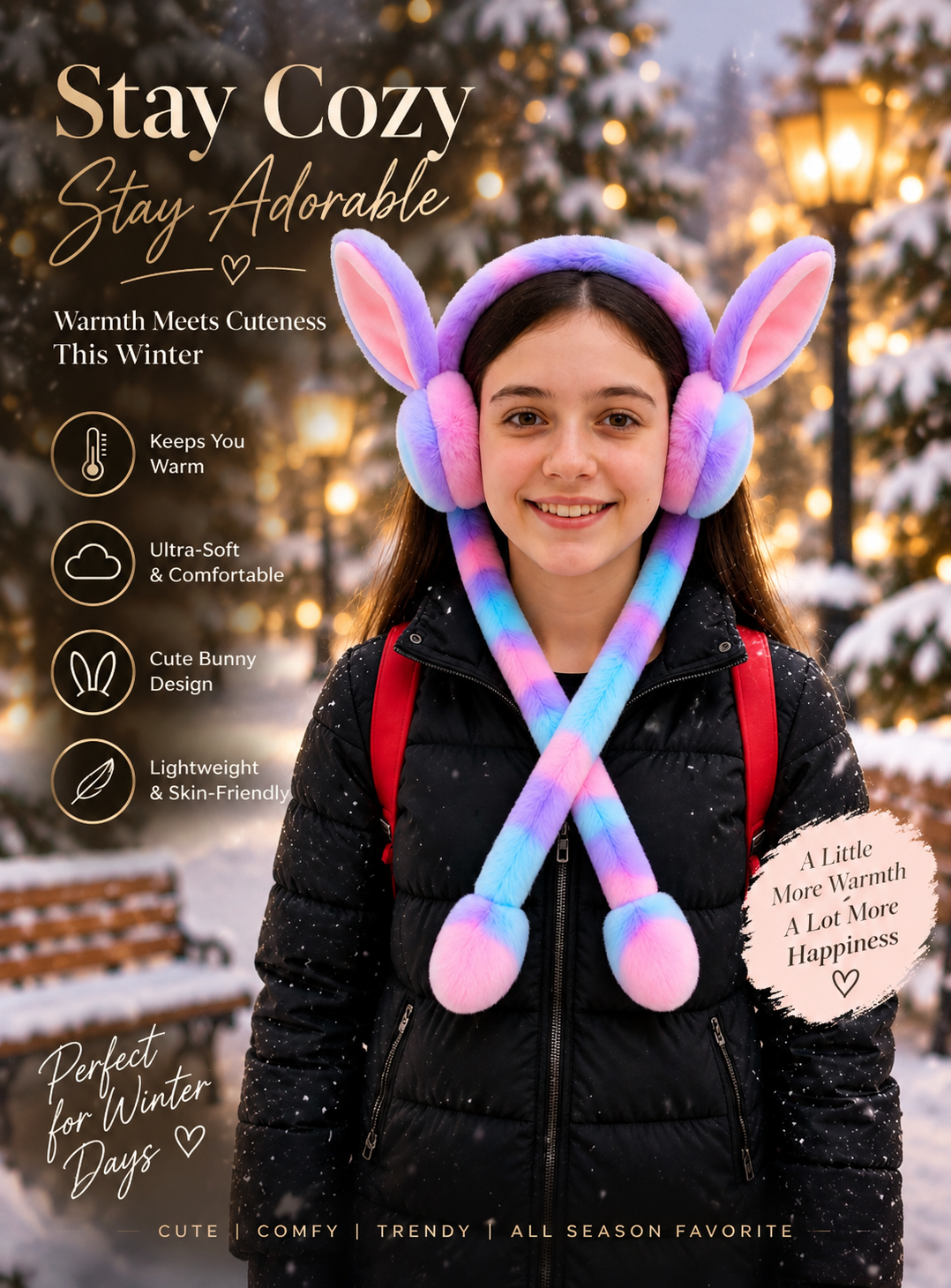 Ratanya Cute jumping rabbit with chuchu sound boys earmuffs for kids girls (RANDOM COLOR Ear Muff