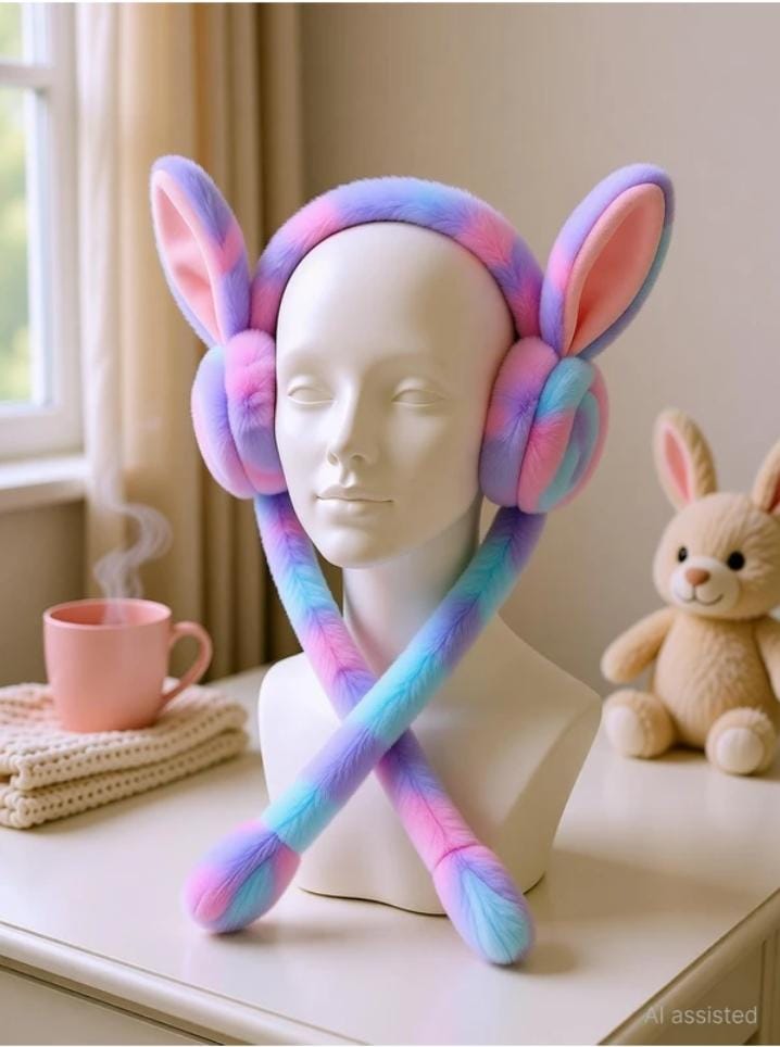 Ratanya Cute jumping rabbit with chuchu sound boys earmuffs for kids girls (RANDOM COLOR Ear Muff