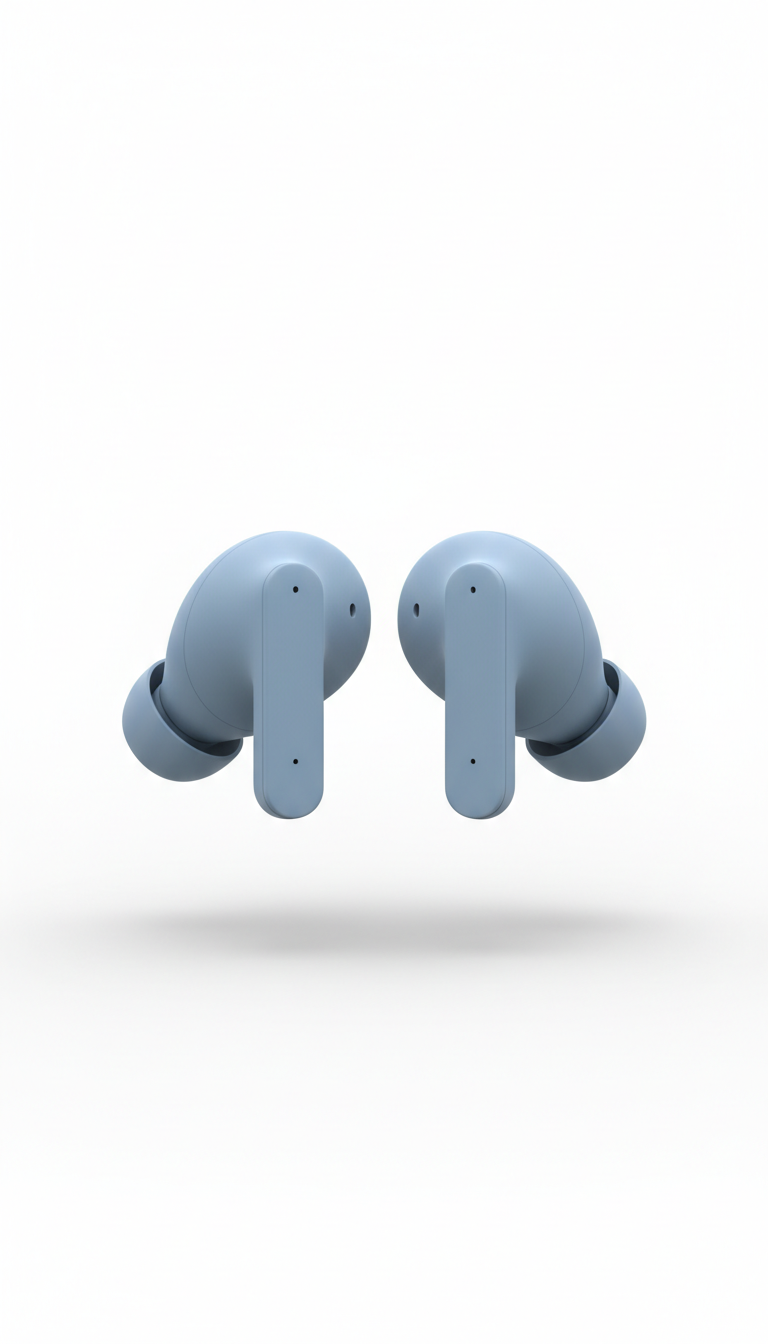 Mist blue wireless earbuds